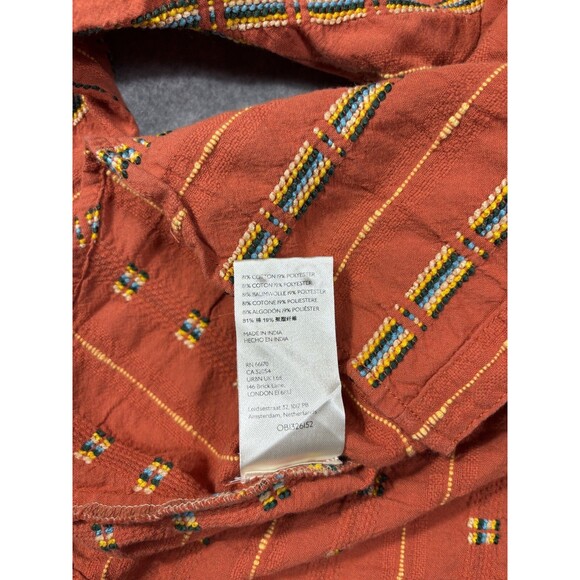 Anthropologie Pilcro Orange Indi Embroidered Button Down Blouse Size M - Picture 5 of 9
